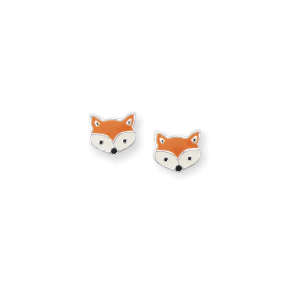🦊 Enamel Fox Face Stud Earrings